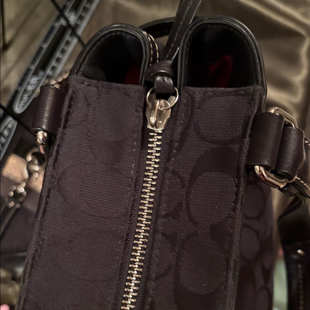 Coach Hampton signature cavas/python/leather carr… - image 13